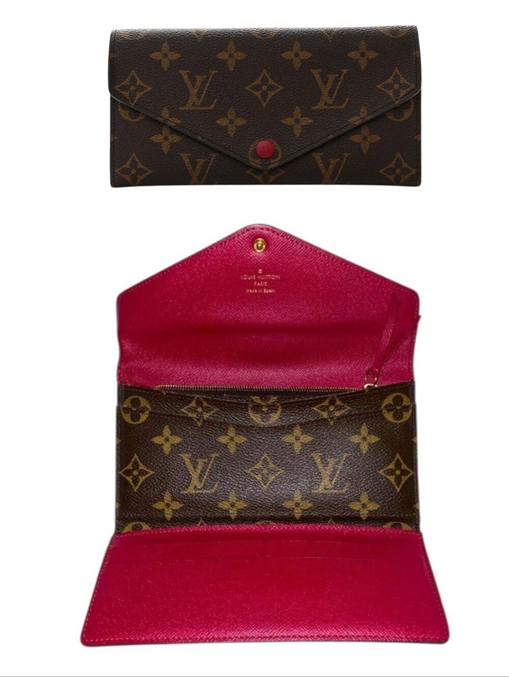 Like NEW! Louis Vuitton Monogram Josephine Wallet Fuchsia 2 IN ONE! COMES W/ COA